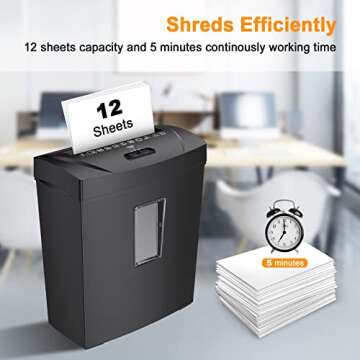 Bonsaii Paper Shredder for Home Use, 12 Sheet Crosscut Shredder for Home Office with Jam Proof and Overheated Protection, Shreds Document/Credit Card/Staples/Clips, ETL Certification (C170-C)