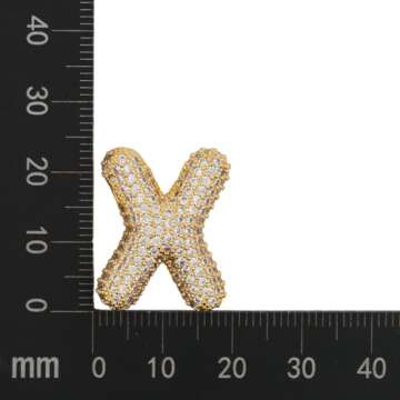 DIOWUS Bubble Letter Necklace Gold for Women，Charm Balloon Initial Letter Pendant Zirconia Inlaid Necklaces Fashion Gifts Jewelry (bubble letter-X)