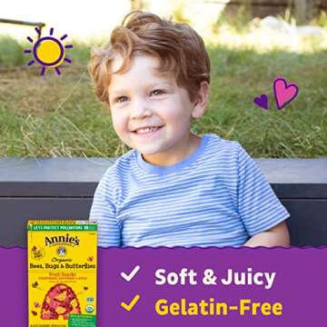 Annie's Organic Bees, Bugs, and Butterflies Fruit Snacks, 5 Pouches, 4 oz.