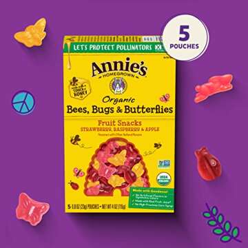 Annie's Organic Bees, Bugs, and Butterflies Fruit Snacks, 5 Pouches, 4 oz.