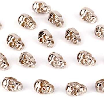 RUBYCA Skull Head Rapid Rivets and Studs, Metal Double Cap Compression Rivets, Speedy Rivets for Fabric Leather Craft Crafting, Silver Color (30 Sets)