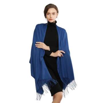 RIIQIICHY Women Winter Blue Pashmina Shawls and Wraps for Evening Dresses Warm Large Scarves Wedding...
