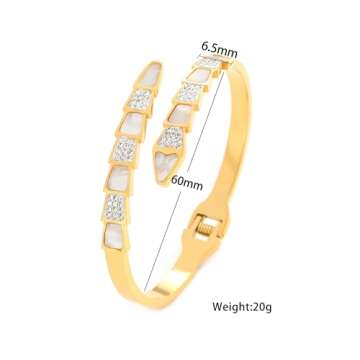 ZincSun Snake Design Cuff Bracelet for Women - Elegant Gold Bangle