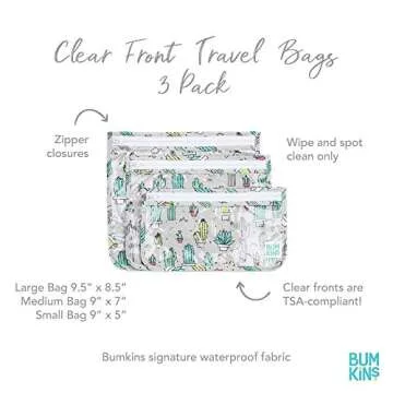 Bumkins TSA Approved Clear-Sided Travel Bags Set of 3