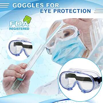 VAKKER Safety Goggles FDA Registered, Z87.1 Safety Glasses Eye Protection-Medical Goggles Fit Over E...