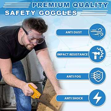 VAKKER Safety Goggles FDA Registered, Z87.1 Safety Glasses Eye Protection-Medical Goggles Fit Over Eyeglasses-Unisex Ultra Clear Protective Glasses Protective Eyewear-Lab Goggles Medical Protection