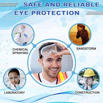 VAKKER Safety Goggles FDA Registered, Z87.1 Safety Glasses Eye Protection-Medical Goggles Fit Over Eyeglasses-Unisex Ultra Clear Protective Glasses Protective Eyewear-Lab Goggles Medical Protection