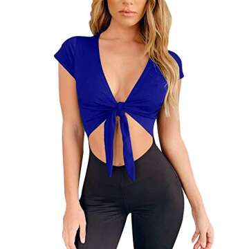 Stylish Deep V Neck Crop Top for Summer Wearing