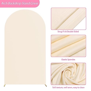Putros 7.2FT Beige Spandex Arch Cover for Events
