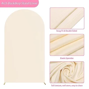 Putros 7.2FT Beige Spandex Arch Cover for Events