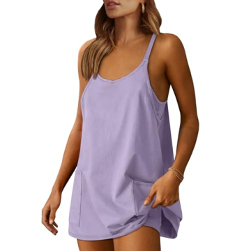 Prinbara Women 2025 Summer Mini Romper Dress with Built-in Shorts for Fitness & Casual Wear