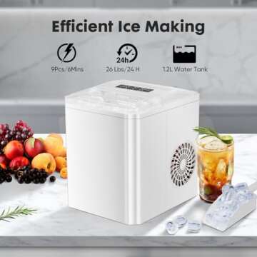 Sweetcrispy Countertop Ice Maker Portable Efficient Ice Machine