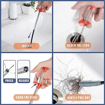 Drain Clog Remover & Hair Snake Cleaner Set - 9 Pack