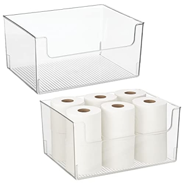 mDesign Large Clear Plastic Organizer Bins - Extra Roomy & Stylish