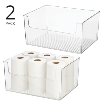 mDesign Large Clear Plastic Organizer Bins - Extra Roomy & Stylish