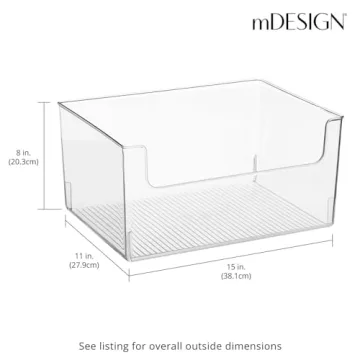 mDesign Large Clear Plastic Organizer Bins - Extra Roomy & Stylish