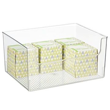 mDesign Large Clear Plastic Organizer Bins - Extra Roomy & Stylish