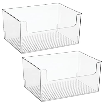 mDesign Large Clear Plastic Organizer Bins - Extra Roomy & Stylish