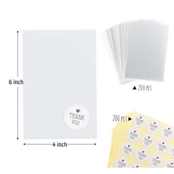ilauke 200Pcs Candy Treat Bags, Clear Cellophane Bag with Thank you Stick