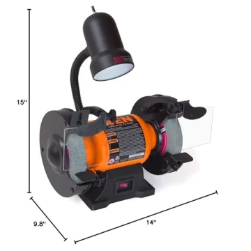 WEN Powerful 6-Inch Bench Grinder with Flexible Light