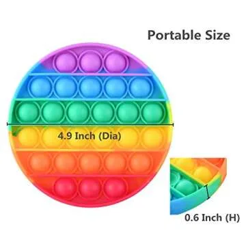 Mirenlife 4 Packs Sensory Fidget Bubble Toy, Silicone Pressure Relieving Toys, Rainbow Color Silicone Squeeze Toy, Round