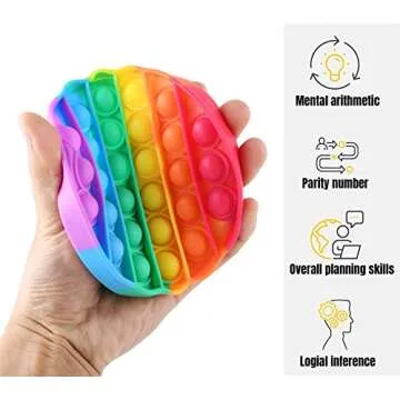 Mirenlife 4 Packs Sensory Fidget Bubble Toy, Silicone Pressure Relieving Toys, Rainbow Color Silicone Squeeze Toy, Round