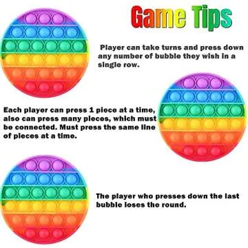 Mirenlife 4 Packs Sensory Fidget Bubble Toy, Silicone Pressure Relieving Toys, Rainbow Color Silicone Squeeze Toy, Round