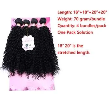 FRELYN Kinky Curly Hair Bundles 4 Pieces, 18-20 Inch Extensions, Soft and Natural