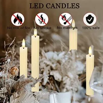Flameless Taper Candles with 3D Wick, 9.6" Real Wax LED Candles with 2 Remote and Timer, 6 Pack Flickering Candlesticks Battery Operated, Electric Candles for Home, Wedding, Party, Decor, Ivory