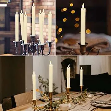 Flameless Taper Candles with 3D Wick, 9.6" Real Wax LED Candles with 2 Remote and Timer, 6 Pack Flickering Candlesticks Battery Operated, Electric Candles for Home, Wedding, Party, Decor, Ivory