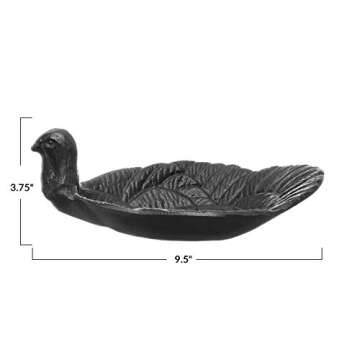 9-1/2"L x 6-1/4"W x 3-3/4"H Decorative Cast Iron Turkey Dish, Black