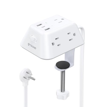 Desk Clamp Power Strip, Surge Protector with 5 AC Outlets and 3 USB Ports, Desk Mount Charging Stati...