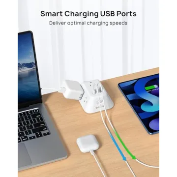 Desk Clamp Power Strip with 5 Outlets and USB Ports