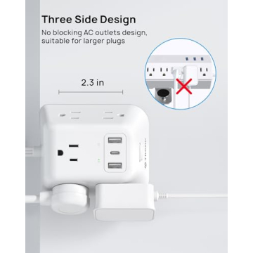 Desk Clamp Power Strip with 5 Outlets and USB Ports