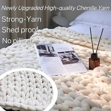 Maetoow Chenille Chunky Knit Blanket for Cozy Comfort
