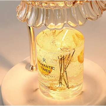 Candle Warmer Lamps, Vintage Marble Metal Glass Fragrance Candle Lamp Night Lamp Dimmable Top Down Melting Candle Lamp, Idea Gift for Housewarming Home Decor (Champagne,American Standard)