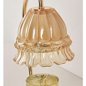 Candle Warmer Lamps, Vintage Marble Metal Glass Fragrance Candle Lamp Night Lamp Dimmable Top Down Melting Candle Lamp, Idea Gift for Housewarming Home Decor (Champagne,American Standard)