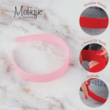 Motique Accessories Stylish Black 1 Inch Headband for Women