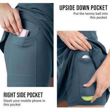 Women’s Workout Tennis Dress with Built-in Shorts & Pockets