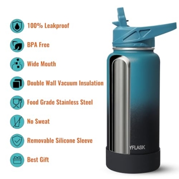 RUBYFLASK 40oz Insulated Water Bottle with Versatile Lids