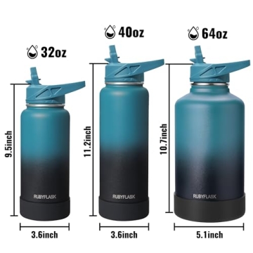 RUBYFLASK 40oz Insulated Water Bottle with Versatile Lids