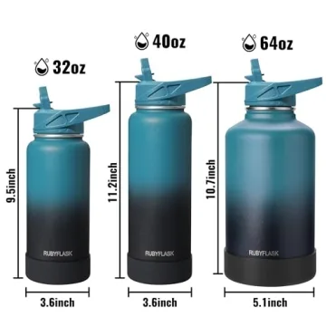 RUBYFLASK 40oz Insulated Water Bottle with Versatile Lids