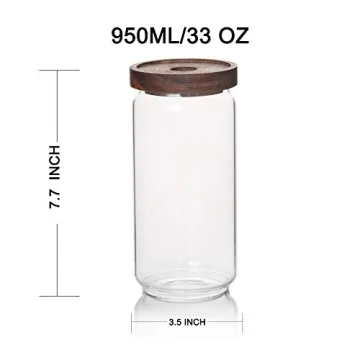 Sweejar 33 OZ Glass Food Storage Jars Bamboo Lid Set of 3