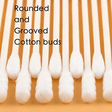 400pcs Organic Cotton Swabs for Infant Baby/kid/Adult, Round&Spiral Head Qtip for Baby Ear Nose Clea...