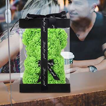 Hand Made ZFDEBY Rose Flower Bear - Gift for All Occasions