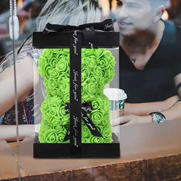 Hand Made ZFDEBY Rose Flower Bear - Gift for All Occasions