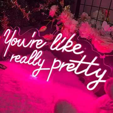 Neon Signs You Are Like Really Pretty-Transparent Acrylic with Dimmers Light Up Lights Signs Indoor Decor Room Wall Led Neon Sign Christmas Party Wedding Girl Boy Living Room Office Pink 29.9×13.7 IN
