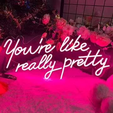 Neon Signs You Are Like Really Pretty-Transparent Acrylic with Dimmers Light Up Lights Signs Indoor Decor Room Wall Led Neon Sign Christmas Party Wedding Girl Boy Living Room Office Pink 29.9×13.7 IN