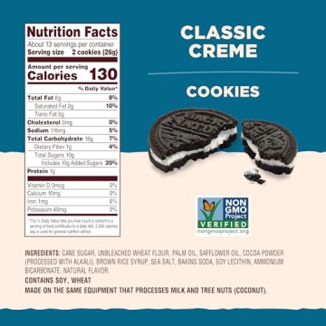 Back to Nature Classic Creme Sandwich Cookies - Dairy Free, Non-GMO, Made with Wheat Flour, Delicious & Quality Snacks, 12 Ounce (Pack of 6)