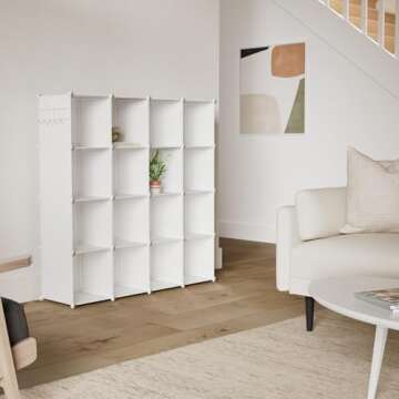 C&AHOME Cube Storage Organizer, 16-Cube Shelves Units, Plastic Storage Cubes, DIY Closet Organizer, ...